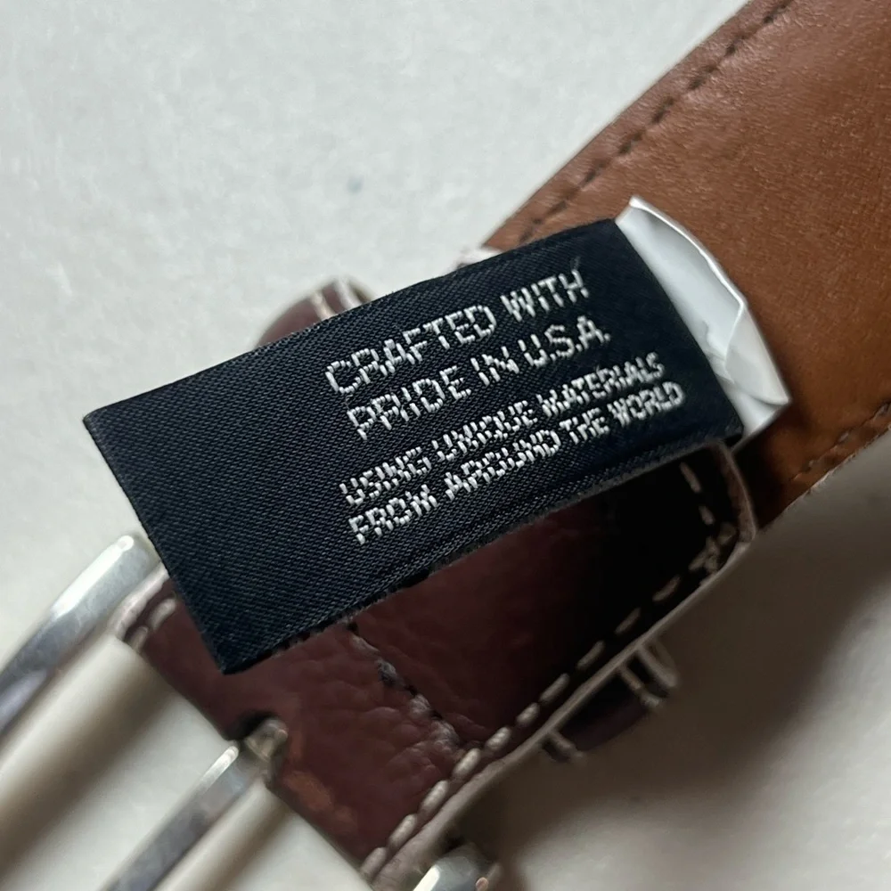 Brighton Hand Made in USA Men’s Size 44 Brown Leather Designer Belt Pebble